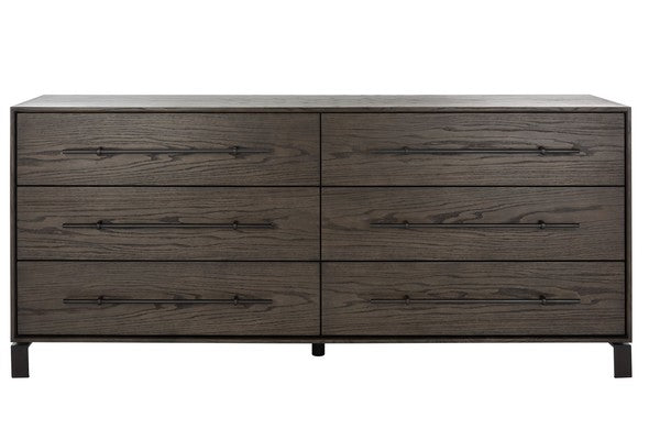 Safavieh Simmons 6 Drawer Wood Dresser - Dark Walnut | Dressers | Modishstore - 2