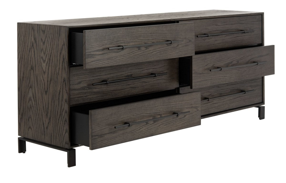 Safavieh Simmons 6 Drawer Wood Dresser - Dark Walnut | Dressers | Modishstore - 4