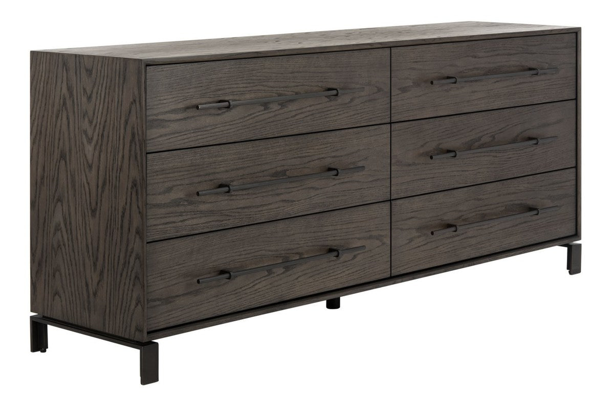 Safavieh Simmons 6 Drawer Wood Dresser - Dark Walnut | Dressers | Modishstore - 3