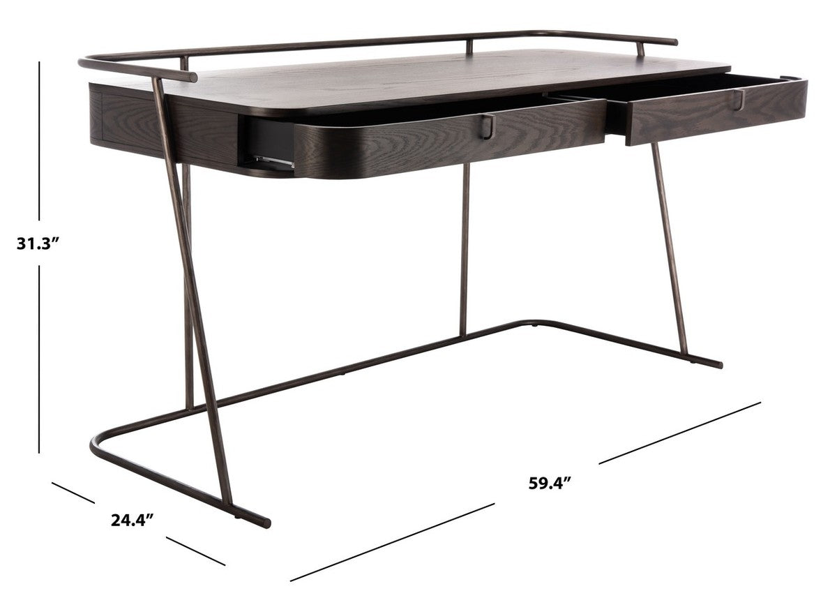 Safavieh Ferrell Modern Wood Desk - Dark Walnut | Desks | Modishstore - 4