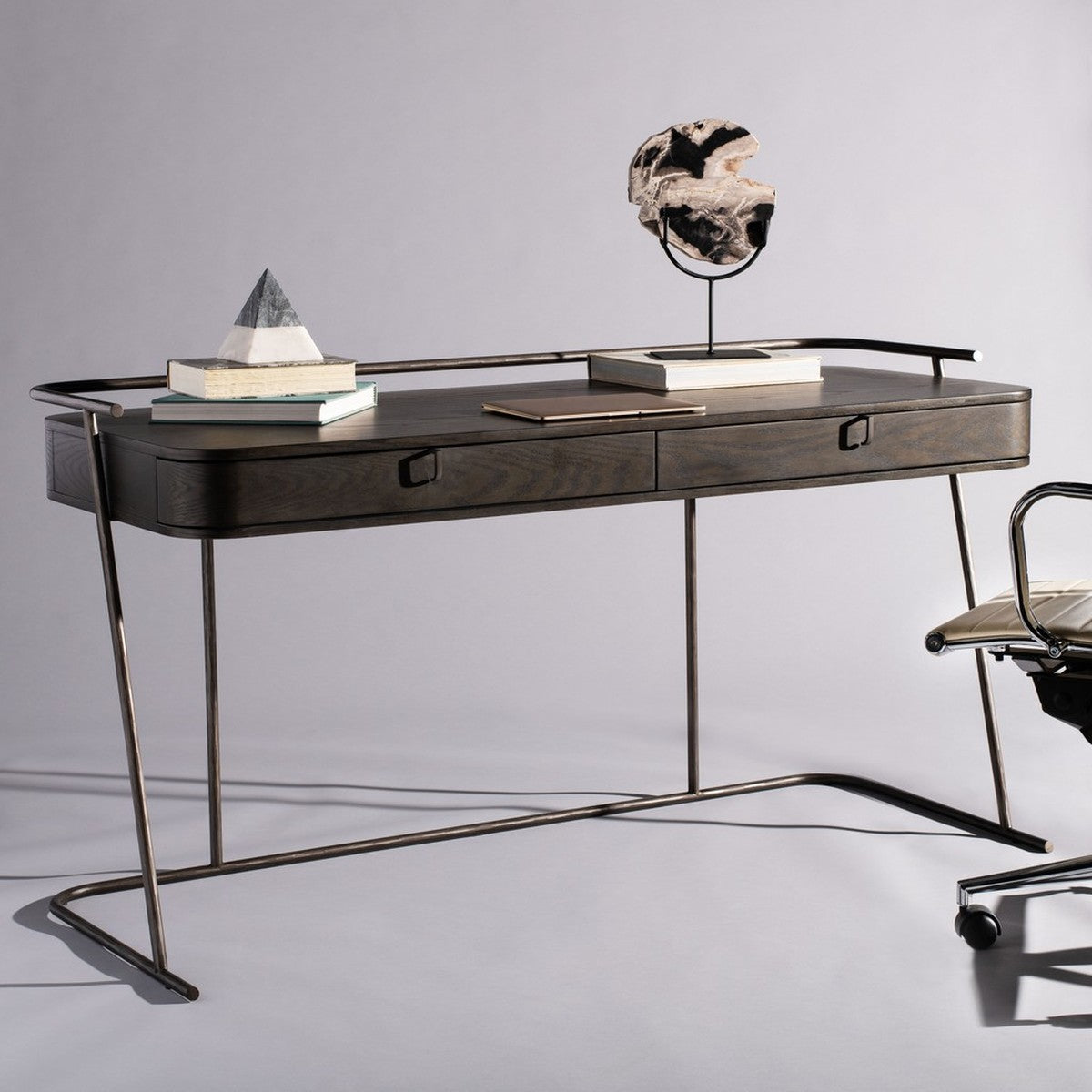 Safavieh Ferrell Modern Wood Desk - Dark Walnut | Desks | Modishstore