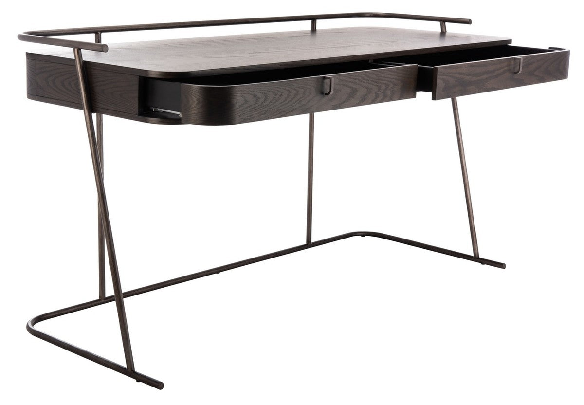 Safavieh Ferrell Modern Wood Desk - Dark Walnut | Desks | Modishstore - 3