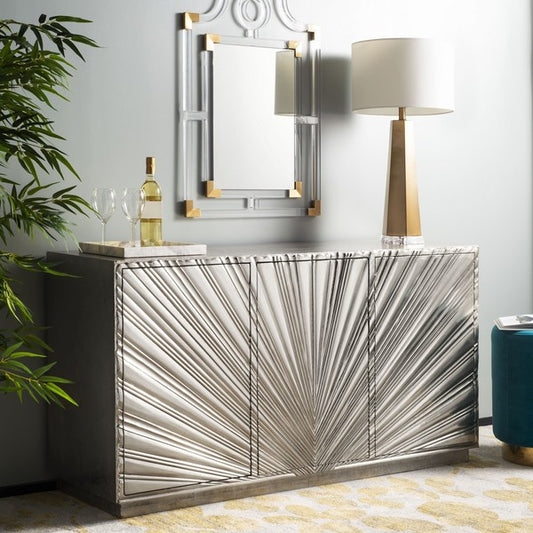 Safavieh Sylas Sunburst 3-Dr Sideboard - Silver | Sideboards | Modishstore