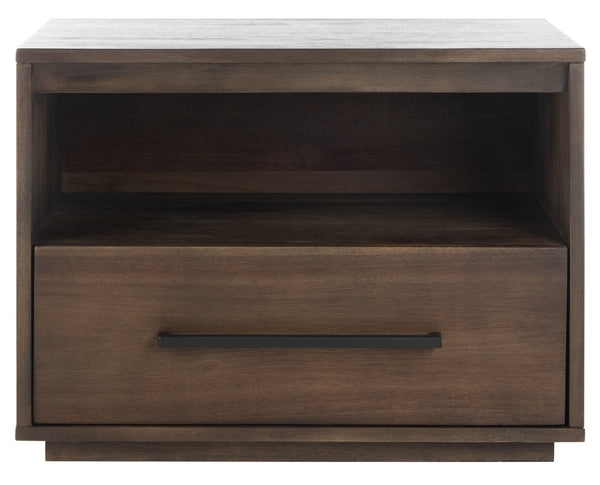 Safavieh Poesy 1 Drawer Nightstand - Dark Chocolate | Nightstands | Modishstore - 2