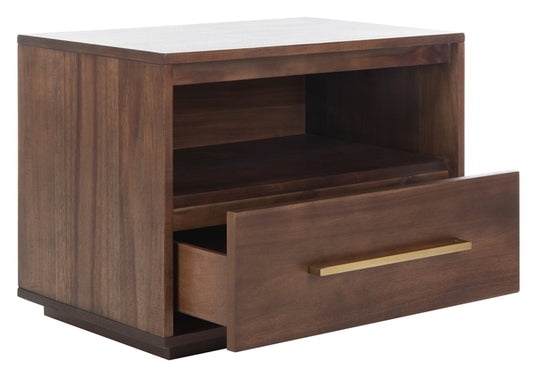 Safavieh Poesy 1 Drawer Nightstand - Brown | Nightstands | Modishstore
