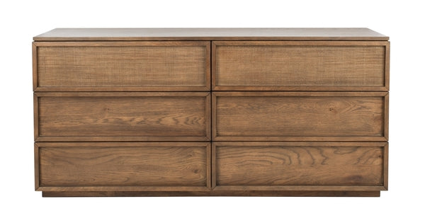 Safavieh Zeus 6 Drawer Wood Dresser - Medium Oak | Dressers | Modishstore - 2