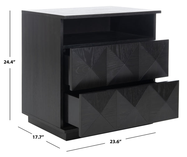 Safavieh Patty 2 Drawer Nightstand - Black | Nightstands | Modishstore - 3