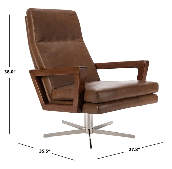Safavieh Damien Swivel Arm Chair - Chocolate | Accent Chairs | Modishstore - 4