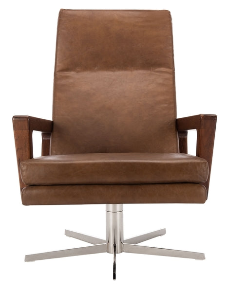 Safavieh Damien Swivel Arm Chair - Chocolate | Accent Chairs | Modishstore - 2