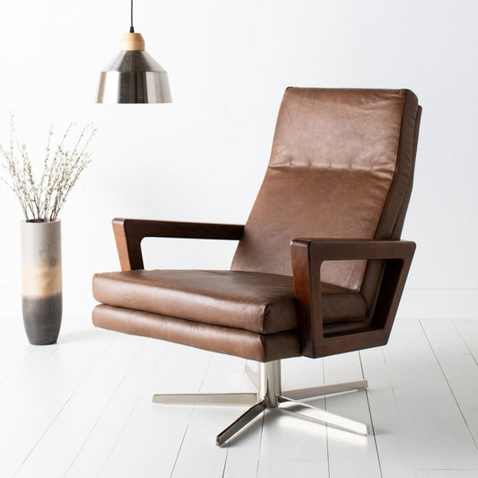 Safavieh Damien Swivel Arm Chair - Chocolate | Accent Chairs | Modishstore