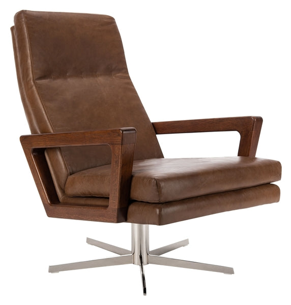 Safavieh Damien Swivel Arm Chair - Chocolate | Accent Chairs | Modishstore - 3