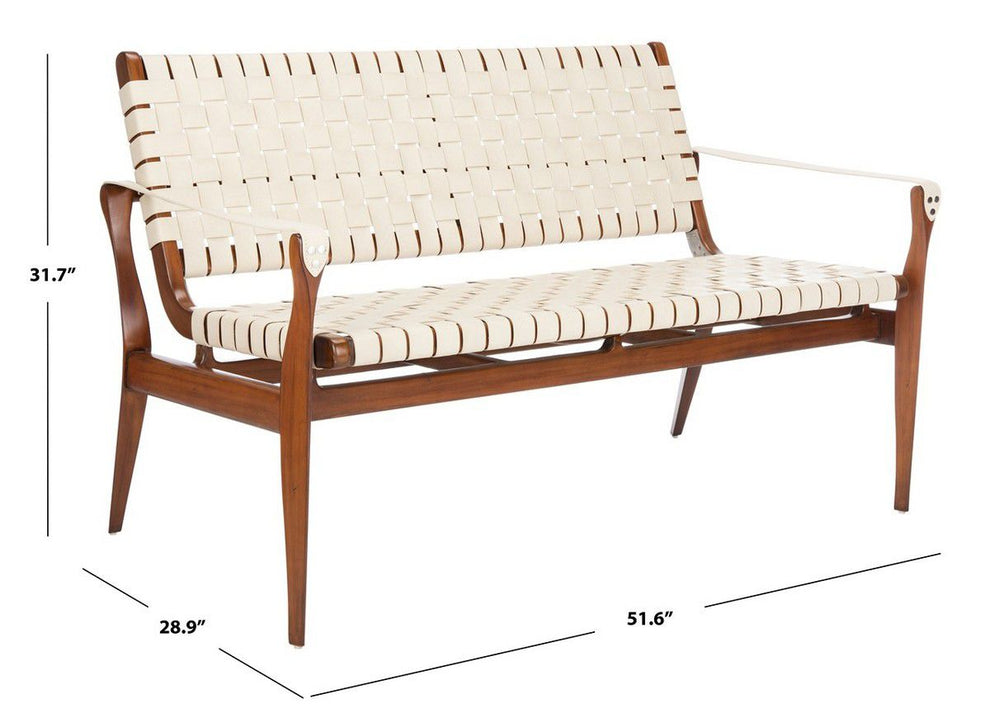Safavieh Dilan Leather Loveseat - White | Loveseats | Modishstore - 4