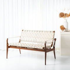 Safavieh Dilan Leather Loveseat - White