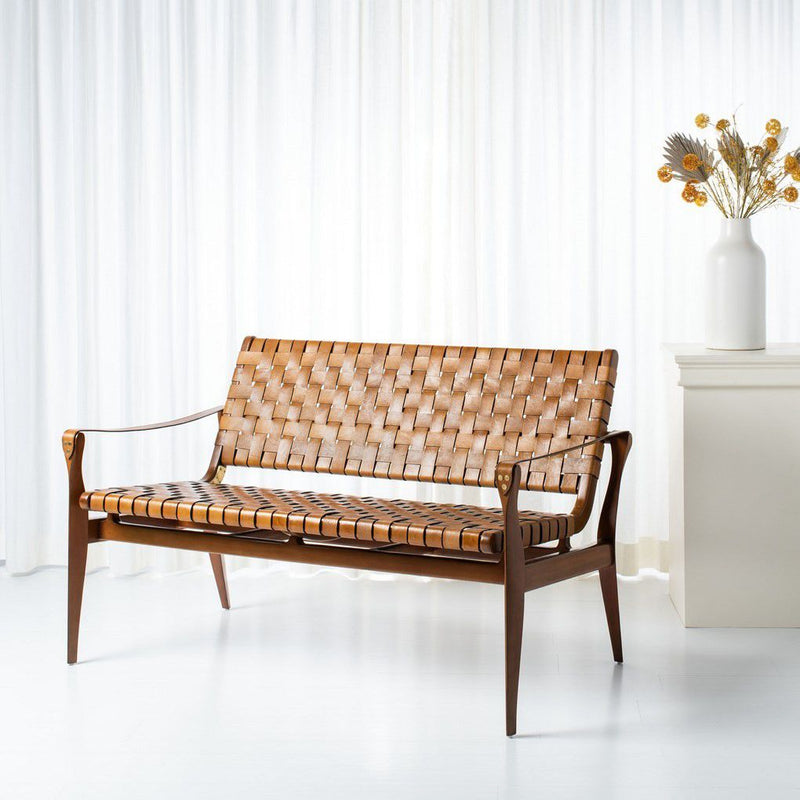 Safavieh Dilan Leather Loveseat - Brown | Loveseats | Modishstore