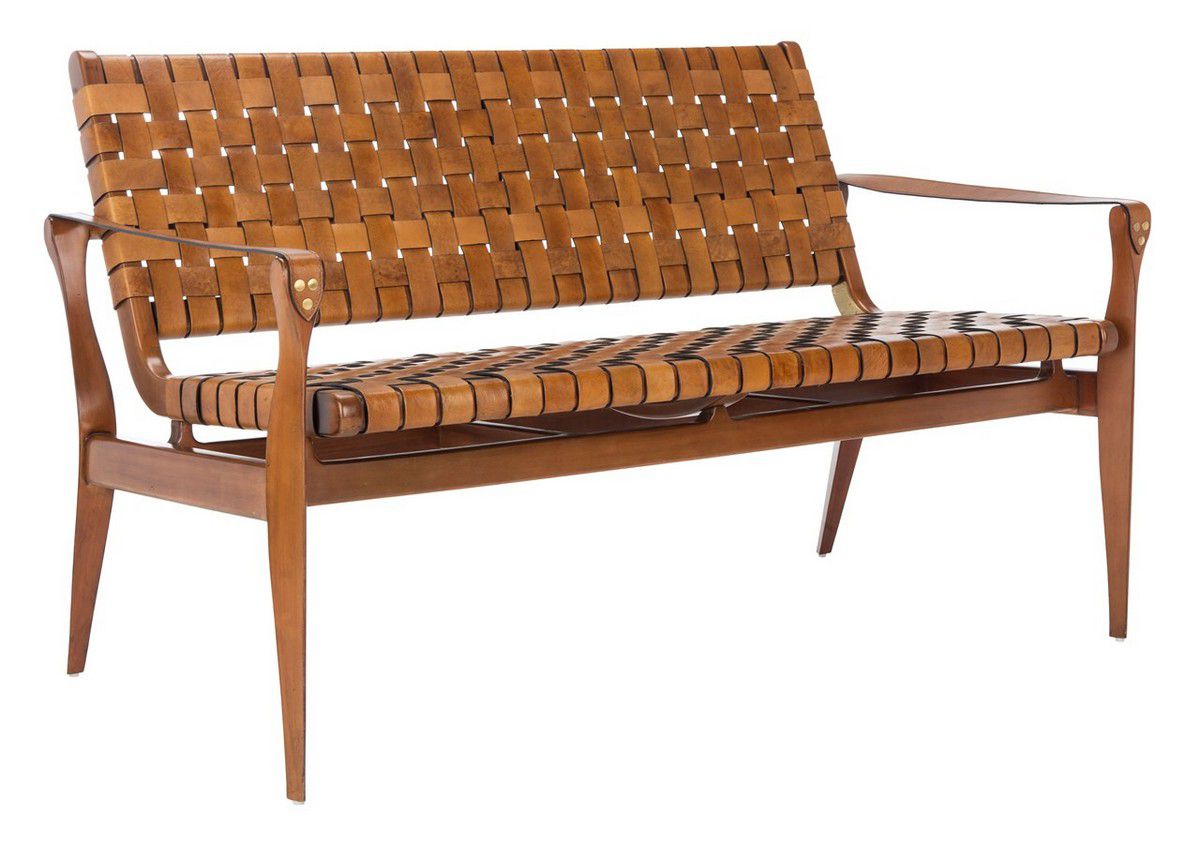 Safavieh Dilan Leather Loveseat - Brown | Loveseats | Modishstore - 3