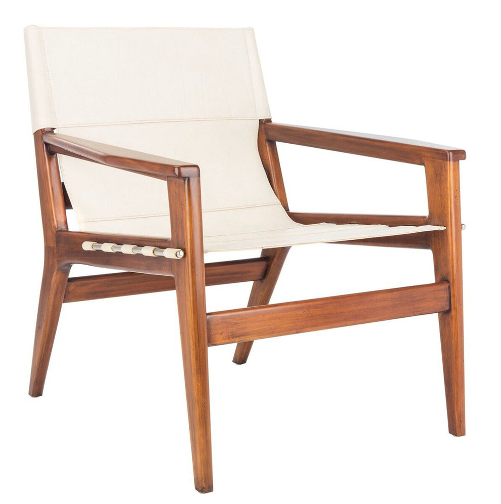 Safavieh Culkin Leather Sling Chair - White | Accent Chairs | Modishstore - 3