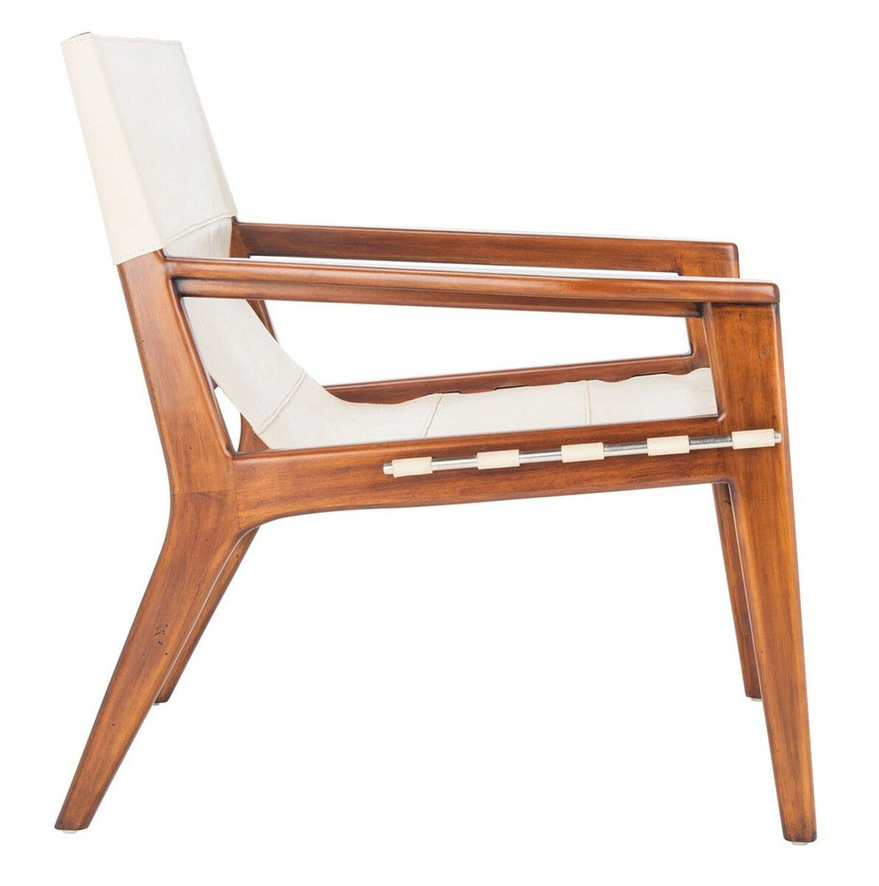 Safavieh Culkin Leather Sling Chair - White | Accent Chairs | Modishstore - 4