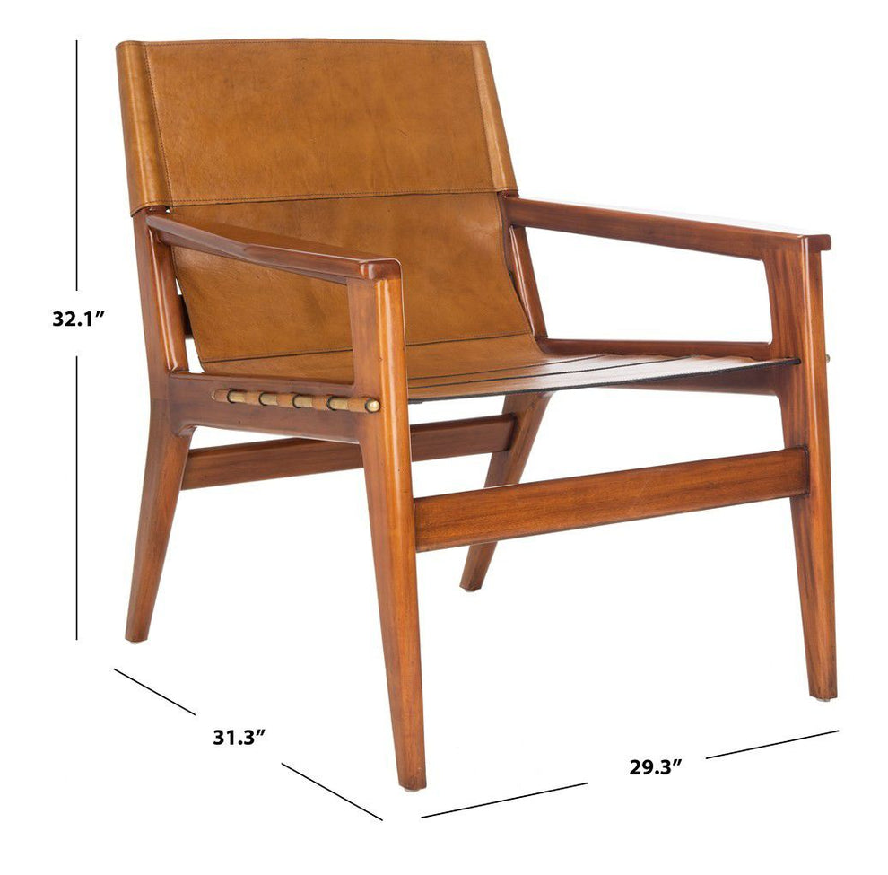 Safavieh Culkin Leather Sling Chair - Brown | Accent Chairs | Modishstore - 4