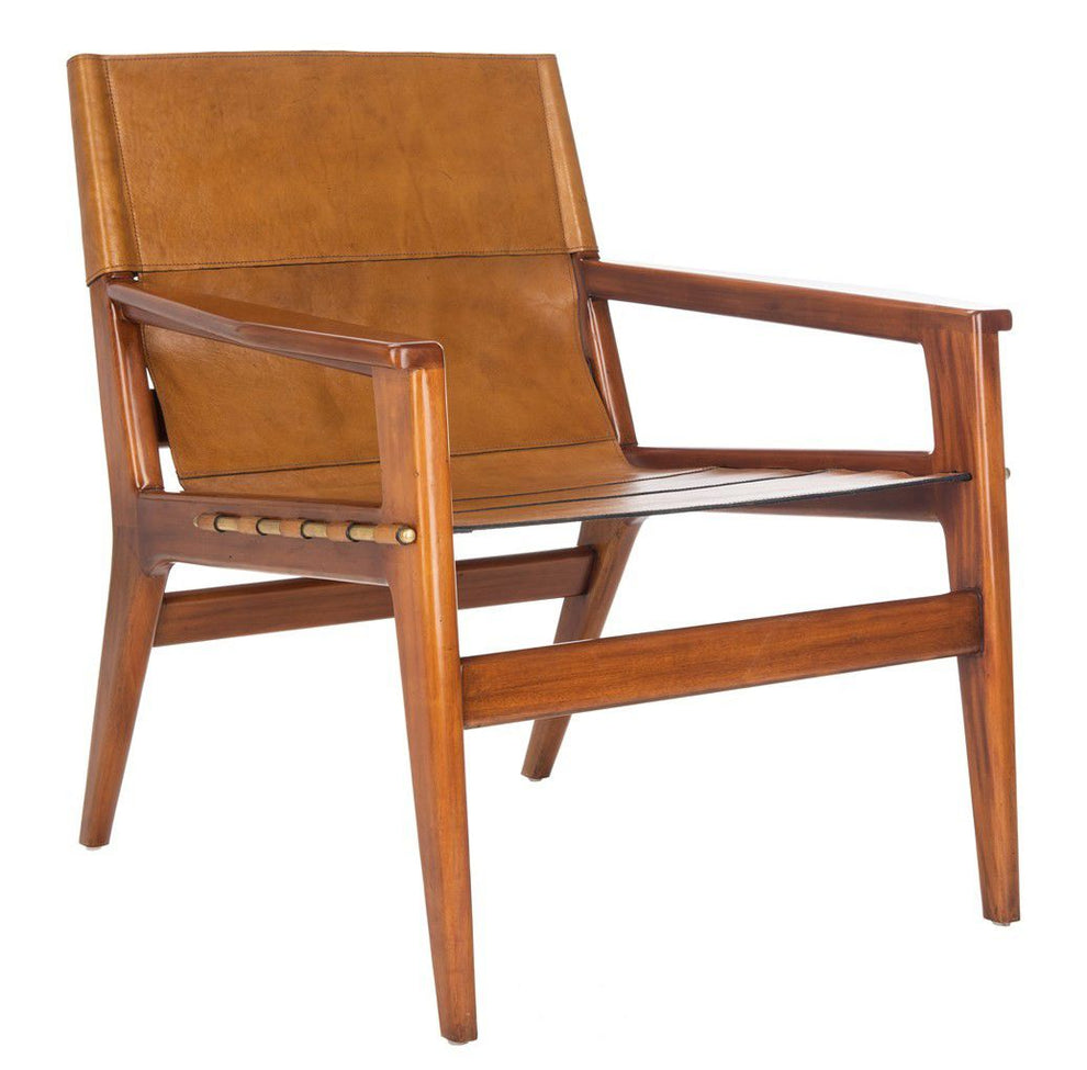 Safavieh Culkin Leather Sling Chair - Brown | Accent Chairs | Modishstore - 3