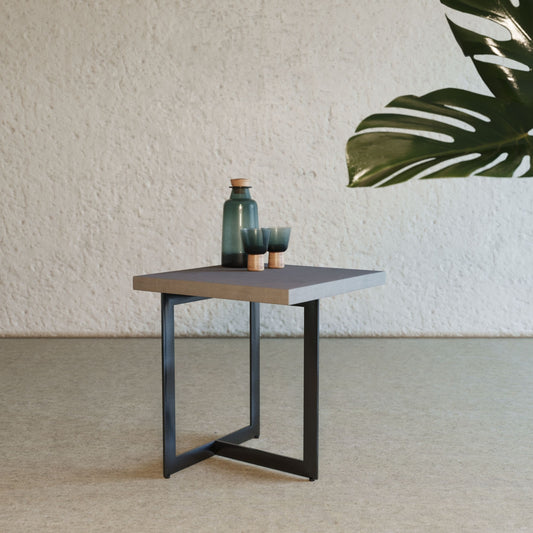 Modrest Sharon Modern Concrete & Black Metal End Table | Modishstore | End Tables