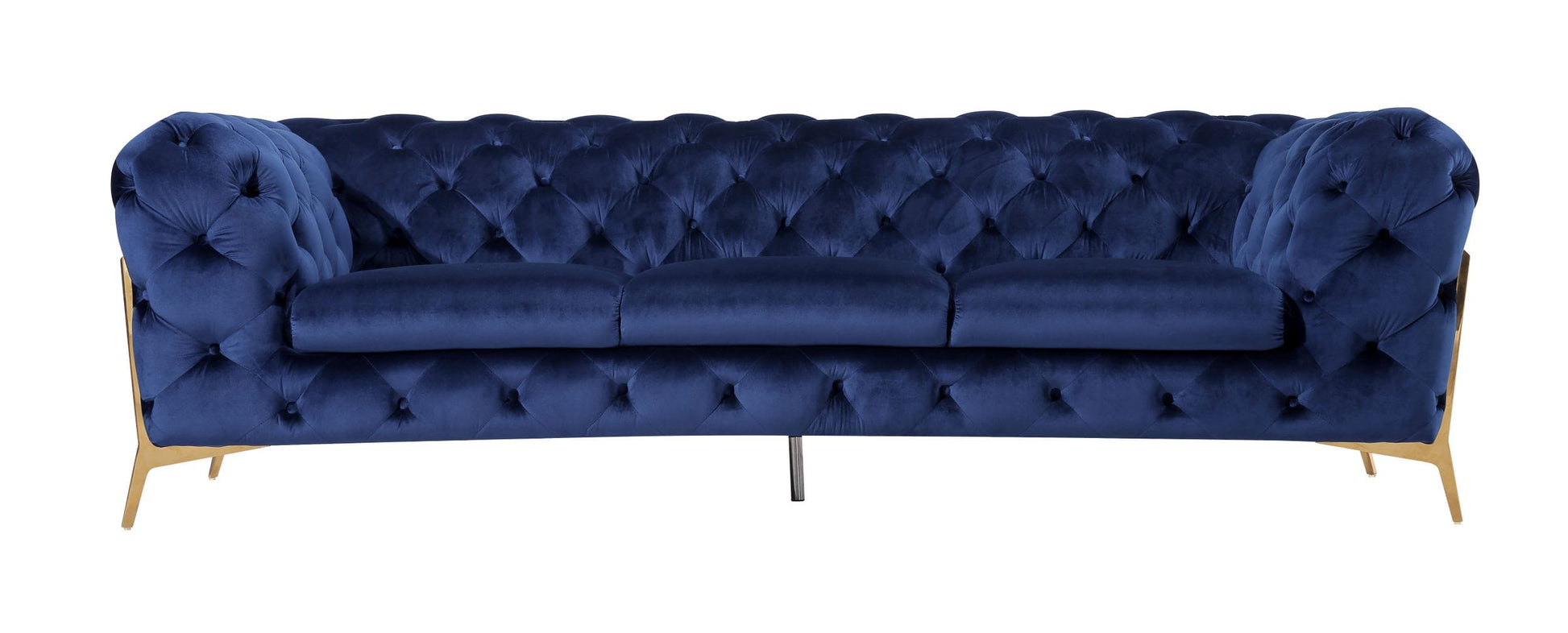 Divani Casa Sheila - Transitional Dark Blue Fabric Sofa | Sofas | Modishstore