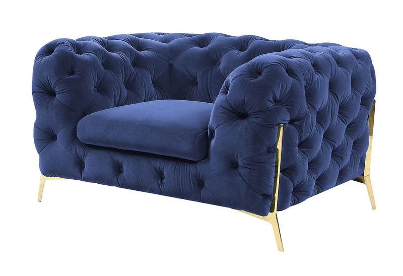 Divani Casa Sheila - Transitional Dark Blue Fabric Chair | Modishstore | Accent Chairs
