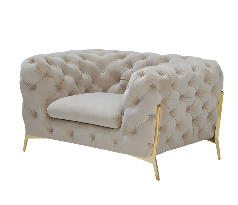 Divani Casa Sheila - Transitional Beige Fabric Chair | Modishstore | Lounge Chairs