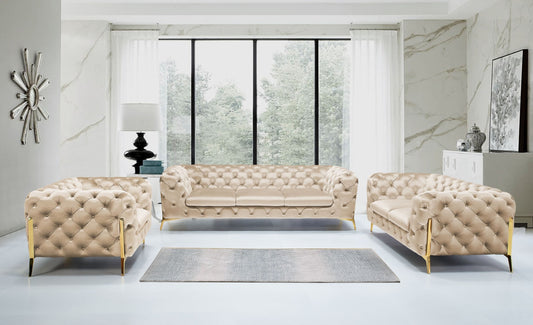 Divani Casa Sheila - Transitional Light Beige Fabric Sofa Set | Sofas | Modishstore