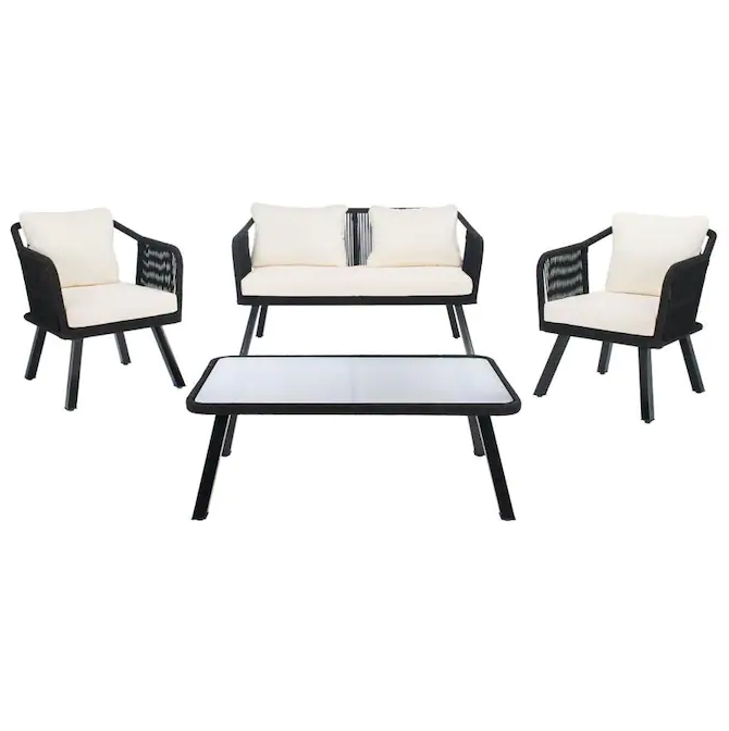 Safavieh Kerson 4Pc Rope Living Set | Outdoor Sofas, Loveseats & Sectionals |  Modishstore  - 2