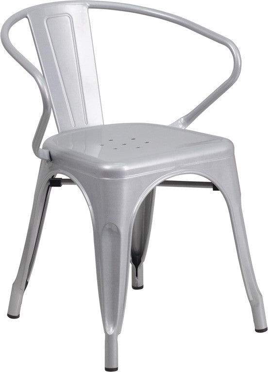 Flash Furniture Metal Indoor-Outdoor Chair With Arms | Outdoor Chairs | Modishstore - 4
