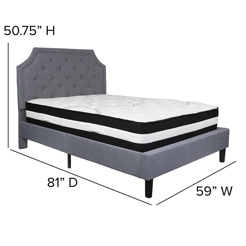 Brighton Full Size Tufted Upholstered Platform Bed In Light Gray Fabric With Pocket Spring Mattress By Flash Furniture | Beds | Modishstore - 4