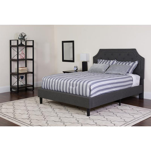 Brighton Twin Size Tufted Upholstered Platform Bed In Dark Gray Fabric With Pocket Spring Mattress By Flash Furniture | Beds | Modishstore