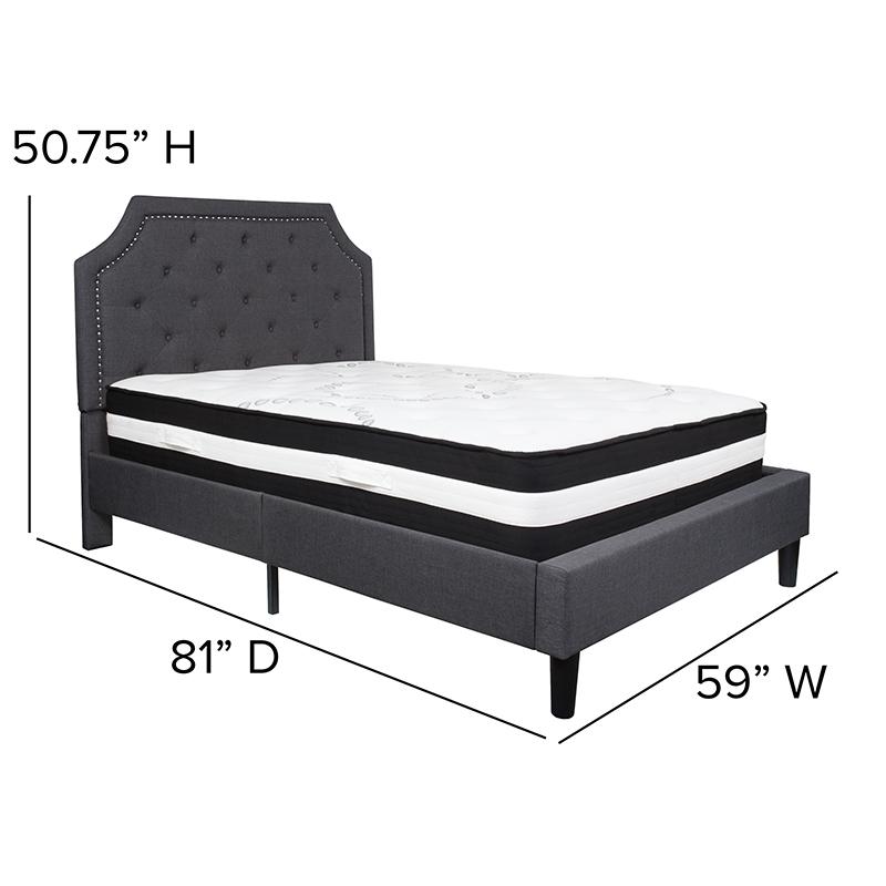 Brighton Full Size Tufted Upholstered Platform Bed In Dark Gray Fabric With Pocket Spring Mattress By Flash Furniture | Beds | Modishstore - 4