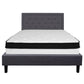 Roxbury Queen Size Tufted Upholstered Platform Bed In Dark Gray Fabric With Pocket Spring Mattress By Flash Furniture | Beds | Modishstore - 3