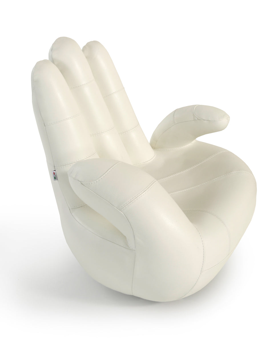 Estro Salotti Sosia Modern White Leather Hand Accent Chair | Lounge Chairs | Modishstore