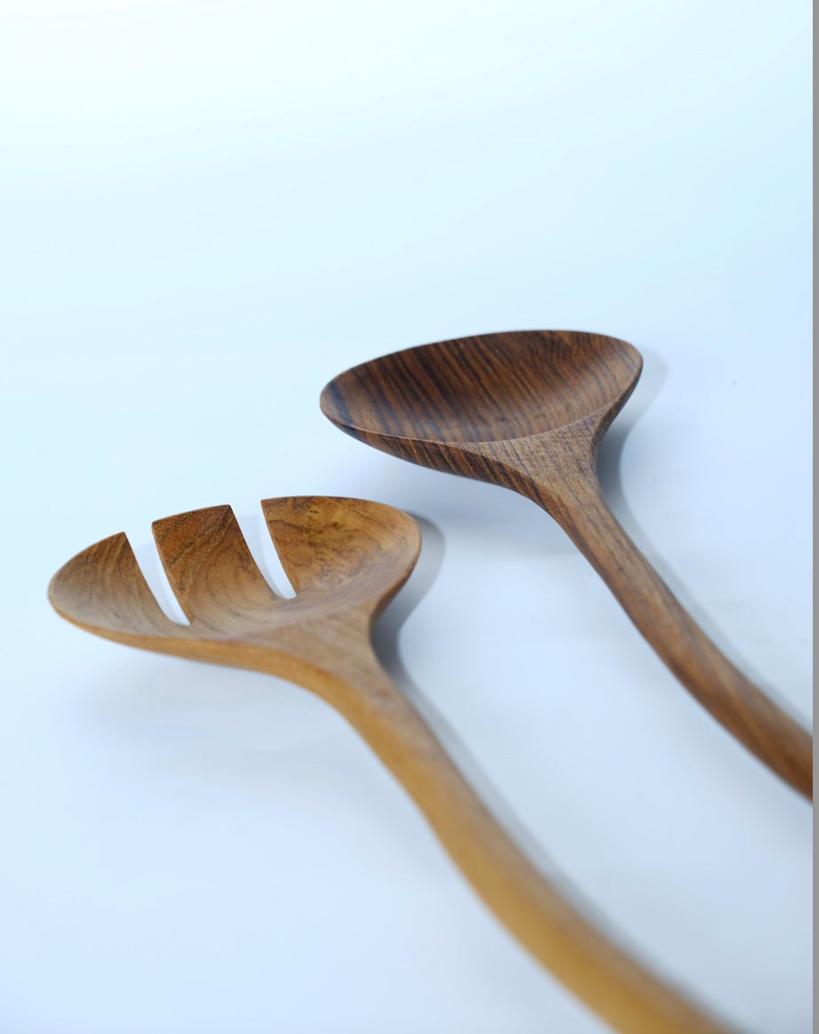 Sakura Teak Serving Spoon Collection : Set of 6   AL364 | Dinnerware | Modishstore-5