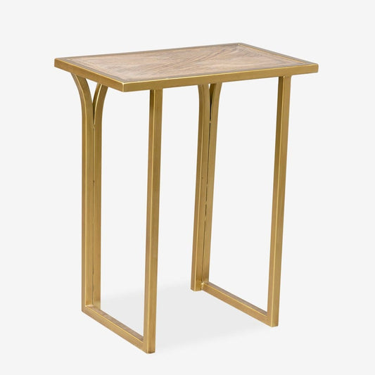 Eloise Oak Veneer/Iron Side Table, Bronze by Jeffan | Side Tables | Modishstore