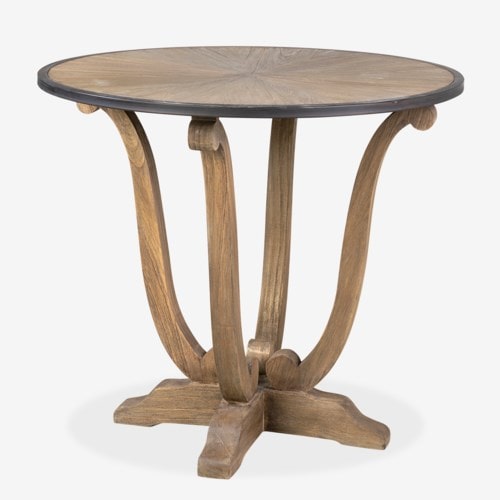 33" Lotus Mindi/Rattan Pedestal Accent Table, Brown by Jeffan | Accent Tables | Modishstore - 5