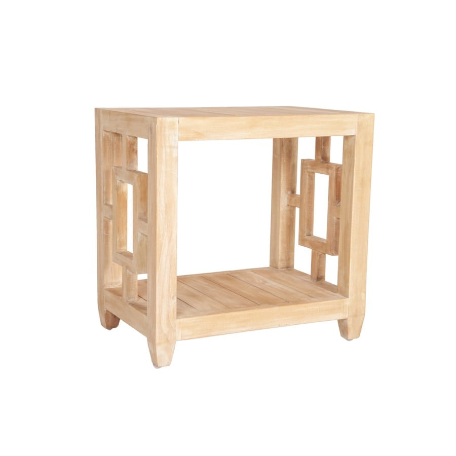 Madison Rectangular Mindi Wood Side Table, Natural by Jeffan | Side Tables | Modishstore