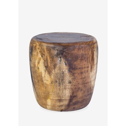 Newcomb Organic Munggur Wood Drum Ottoman - Natural by Jeffan | Ottomans | Modishstore