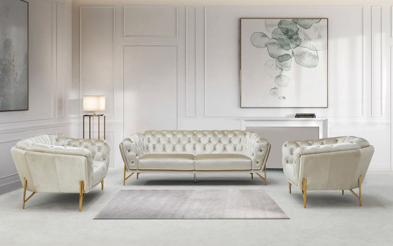 Divani Casa Stella - Transitional Beige Velvet Sofa Set | Sofas | Modishstore