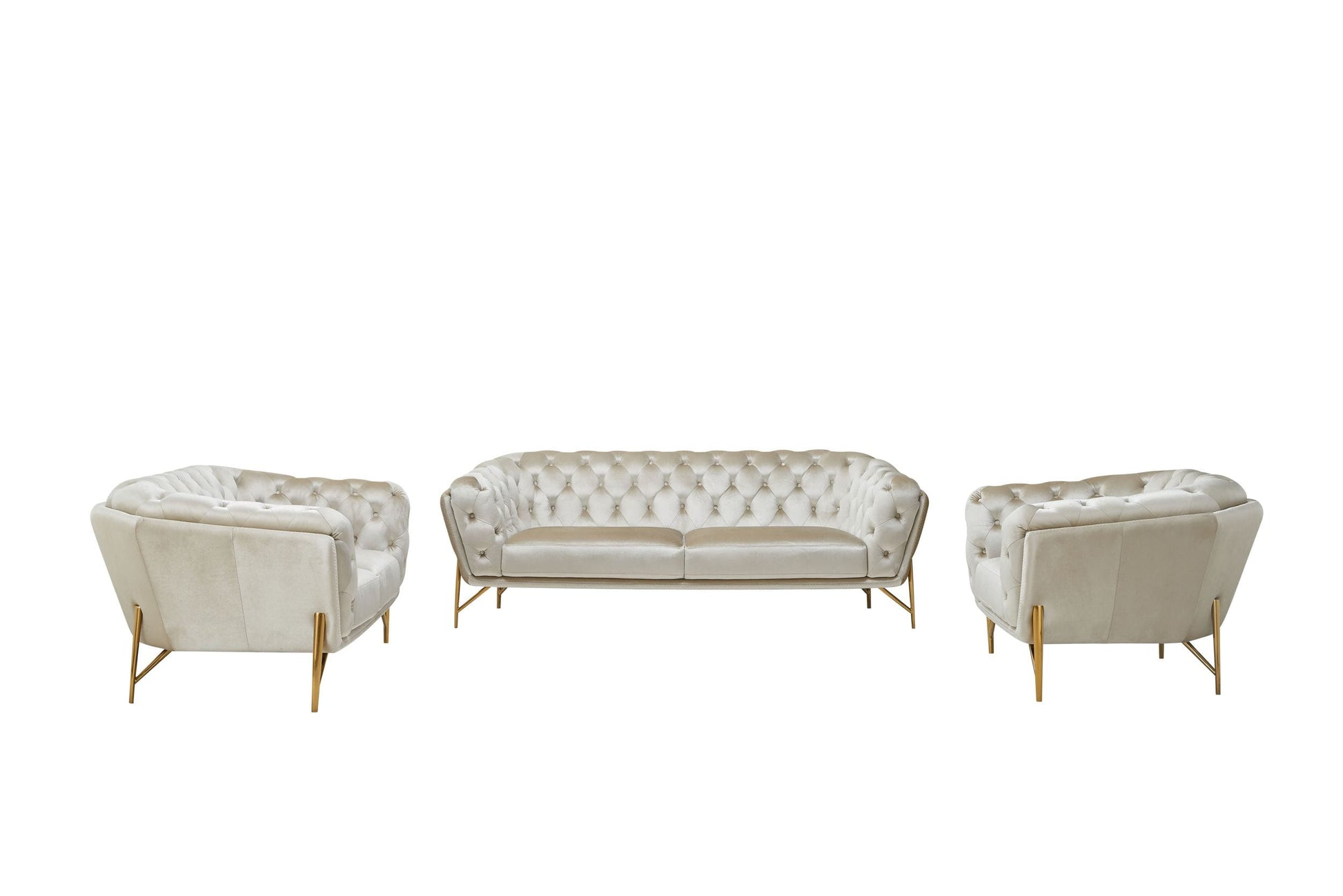 Divani Casa Stella - Transitional Beige Velvet Sofa Set | Sofas | Modishstore - 2
