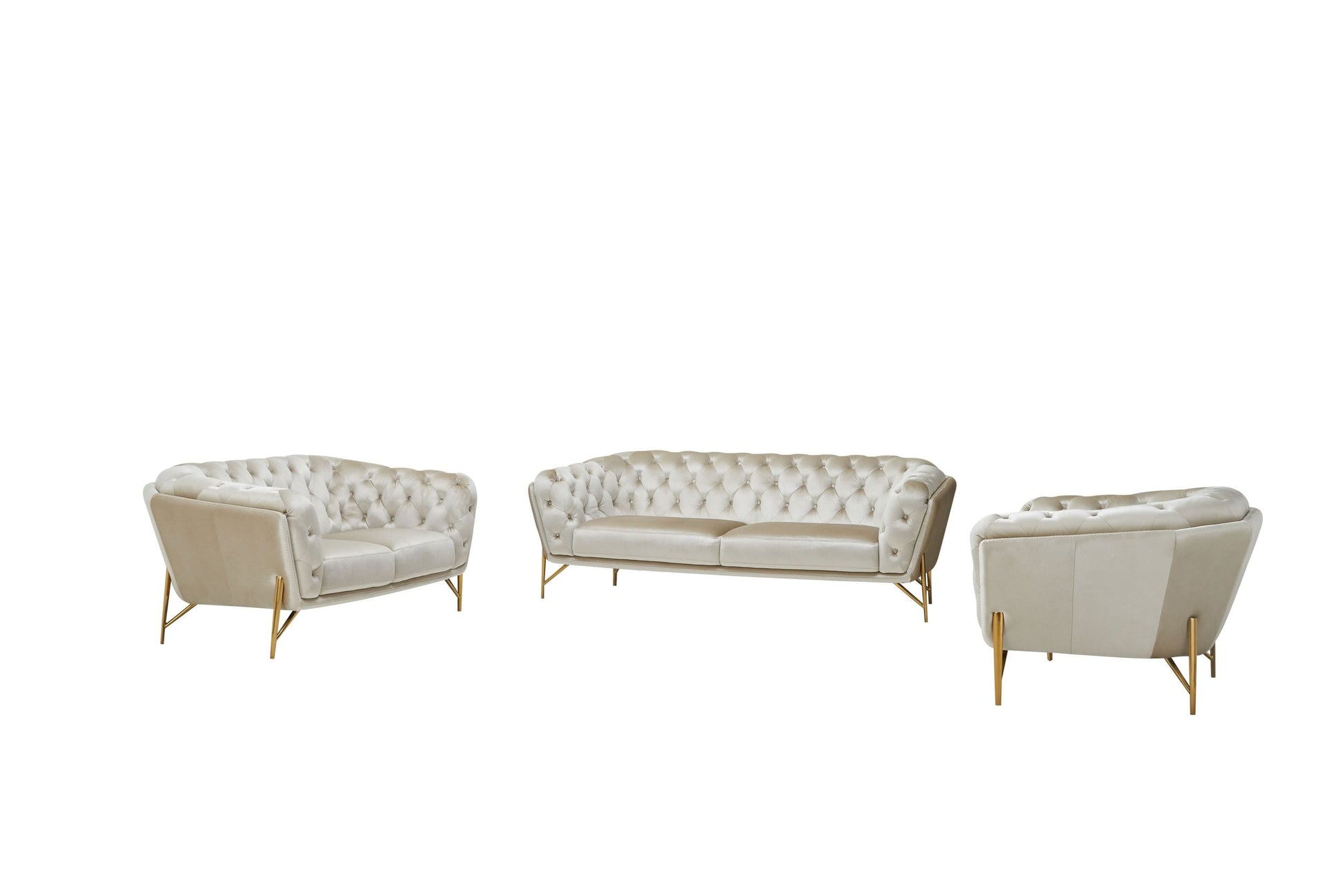 Divani Casa Stella - Transitional Beige Velvet Sofa Set | Sofas | Modishstore - 3