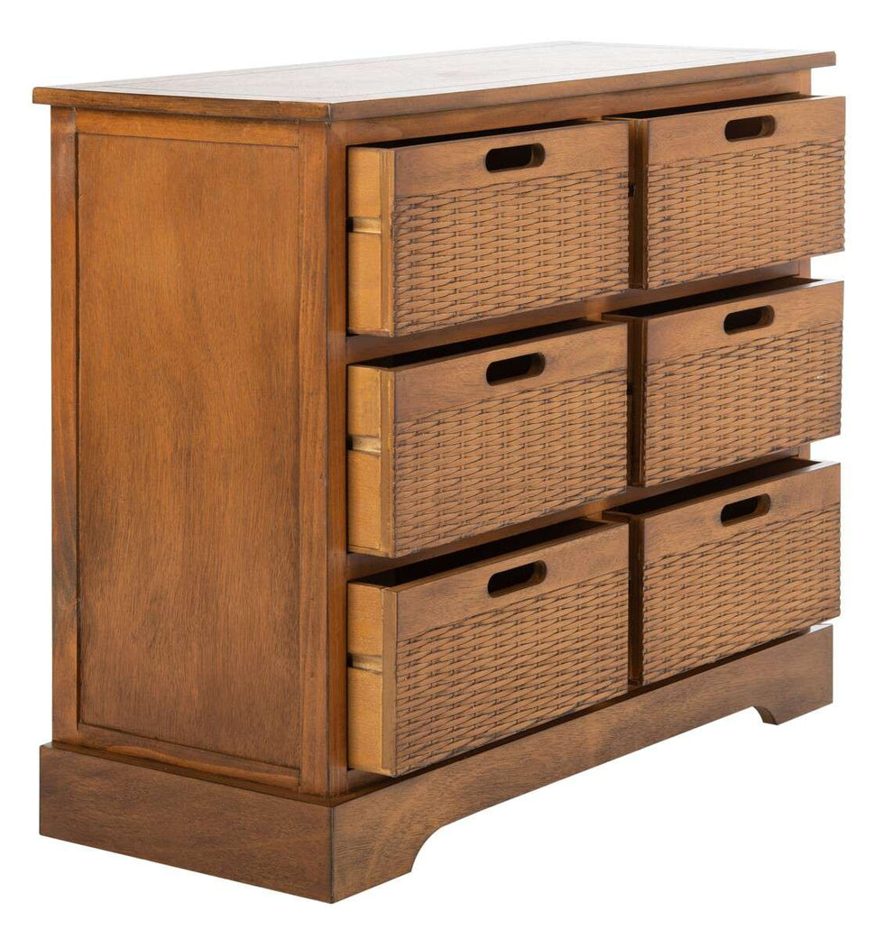 Safavieh Landers 6 Drawer Storage Unit - Honey Brown | Cabinets | Modishstore - 3