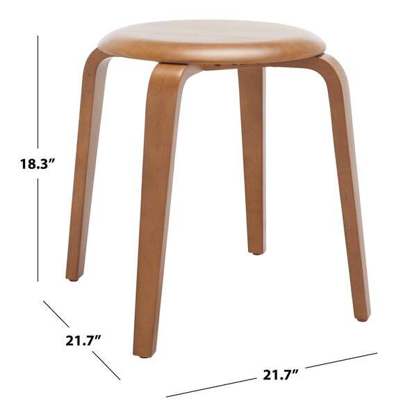 Safavieh Luella Stackable Stool - Walnut | Stools | Modishstore - 4