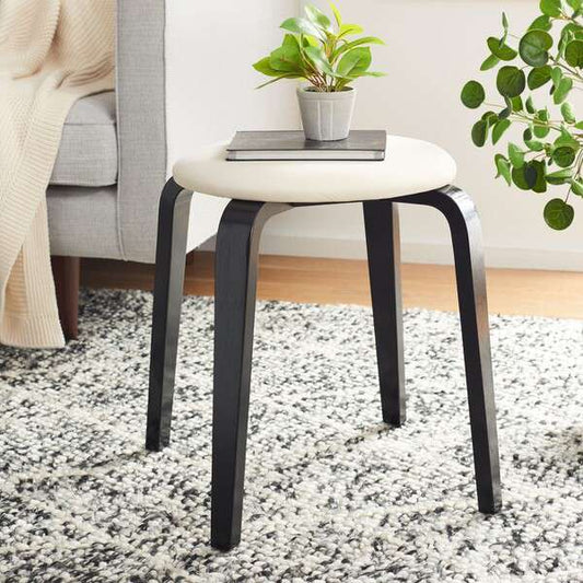 Safavieh Jo Upholstered Stackable Stool - Black | Stools | Modishstore