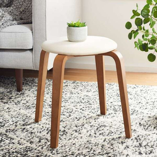 Safavieh Jo Upholstered Stackable Stool - Walnut | Stools | Modishstore