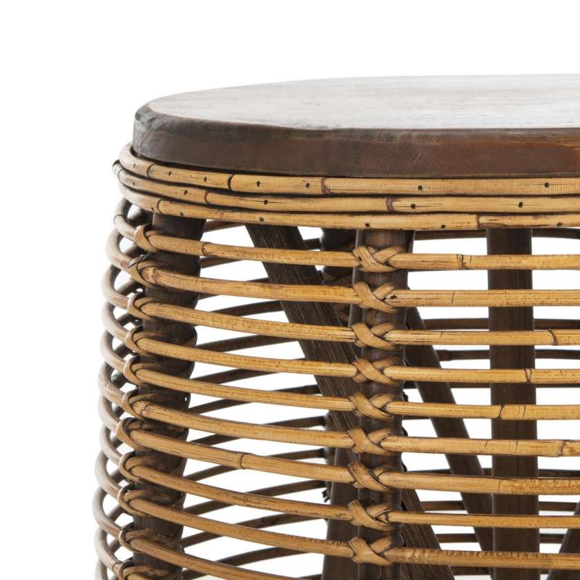 Safavieh Maui Rattan Drum Stool Table | Stools | Modishstore - 4