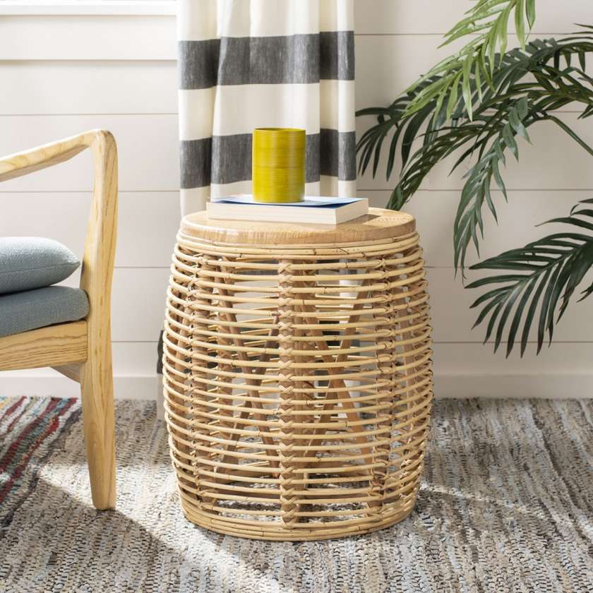 Safavieh Maui Rattan Drum Stool Table | Stools | Modishstore - 1