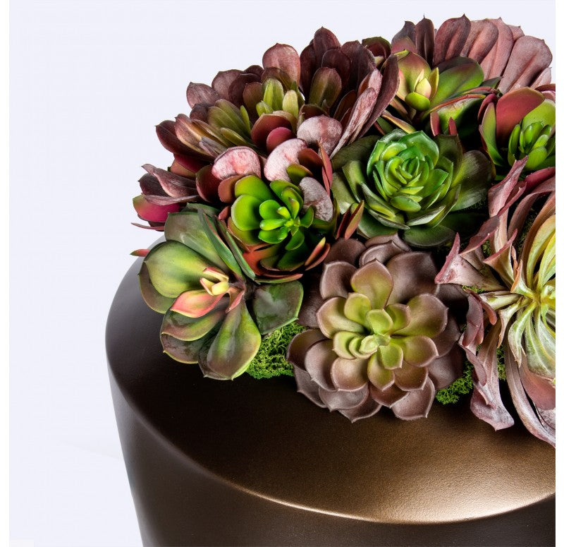 Succulent Mix Burgundy in Barrel Planter, SM by Gold Leaf Design Group | Botanicals | Modishstore - 3